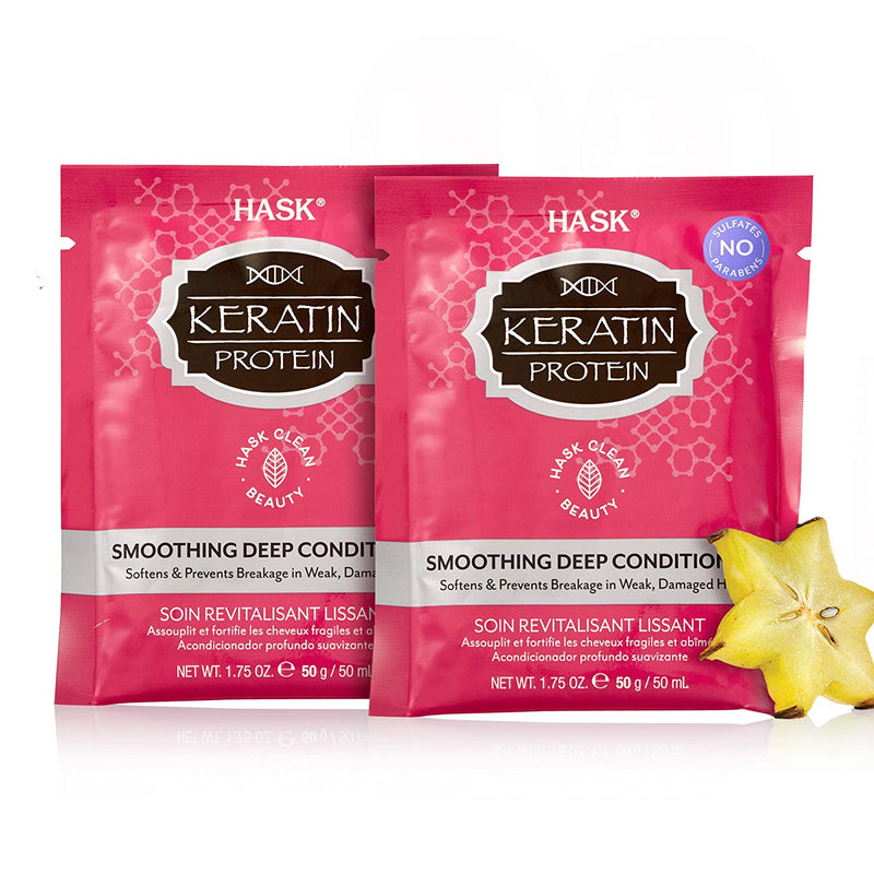 HASK Beauty KERATIN PROTEIN Smoothing Deep Conditioner Treatments for all hair types, color safe, gluten free, sulfate free, paraben free - Pack of 2 HASK Store