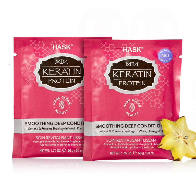 HASK Beauty KERATIN PROTEIN Smoothing Deep Conditioner Treatments for all hair types, color safe, gluten free, sulfate free, paraben free - Pack of 2 HASK Store
