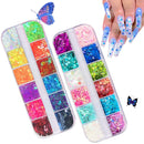 3D Holographic Butterfly Nail Glitter, UVANKAUP 24 Colors Butterfly Glitter Nail Sequins Laser Butterfly Nail Art Glitter Stickers Decals Acrylic for Nail Art Decoration & DIY Crafting UVANKAUP