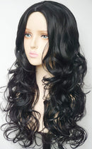 Wonder women costume wig super girl costume Long Black Wavy Curly Hair Wigs Movie/TV SHOW Character costume 24 inches Middle Part Long Hair for Women and Girl (Black-no bangs) wigbuy