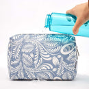 Large Makeup Bag Zipper Pouch Travel Cosmetic Organizer for Women and Girls (Large, Blue Leaf) Narwey Store