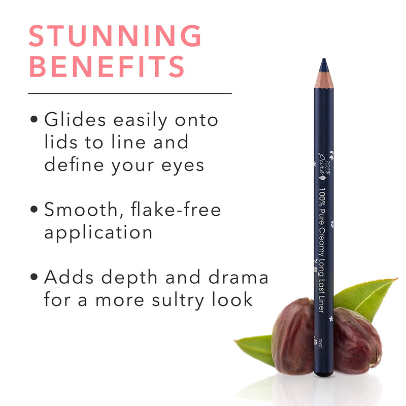 100% PURE Long Last Eyeliner, Royal, Creamy Eyeliner Pencil, Colored Eyeliner, Long-Lasting, Easy to Apply Eye Makeup, Vegan Makeup (Blue) - 0.14 oz 100% PURE