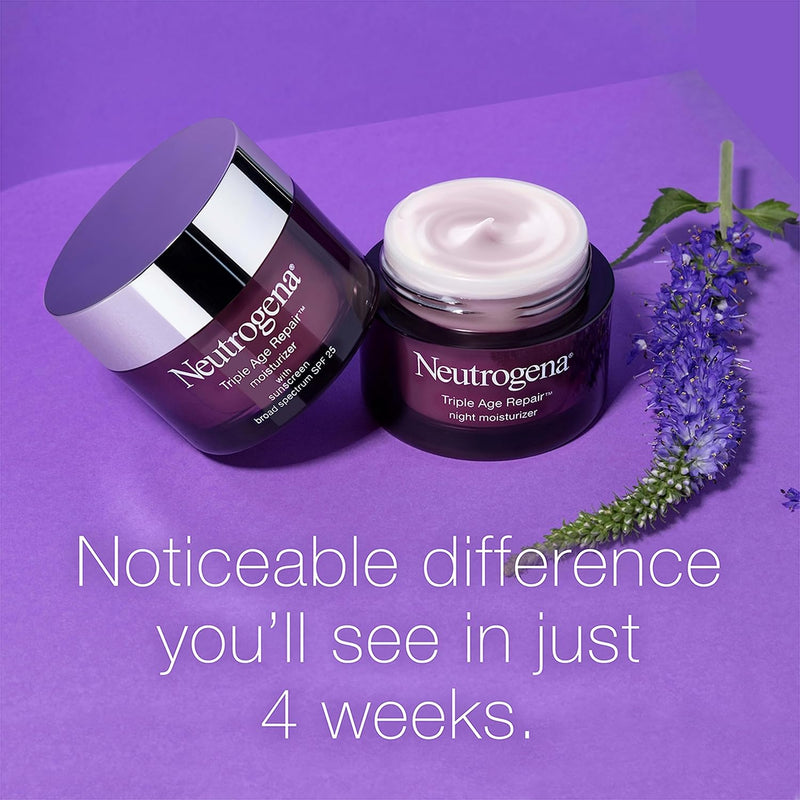 Neutrogena Triple Age Repair Night Cream, 1.7oz Jar, Anti-Aging Face Cream, Face Moisturizer For Women & Men, Hydrating Night Face Moisturizer for Even Skin Tone & Firming, Vitamin C Infinity Warehouse