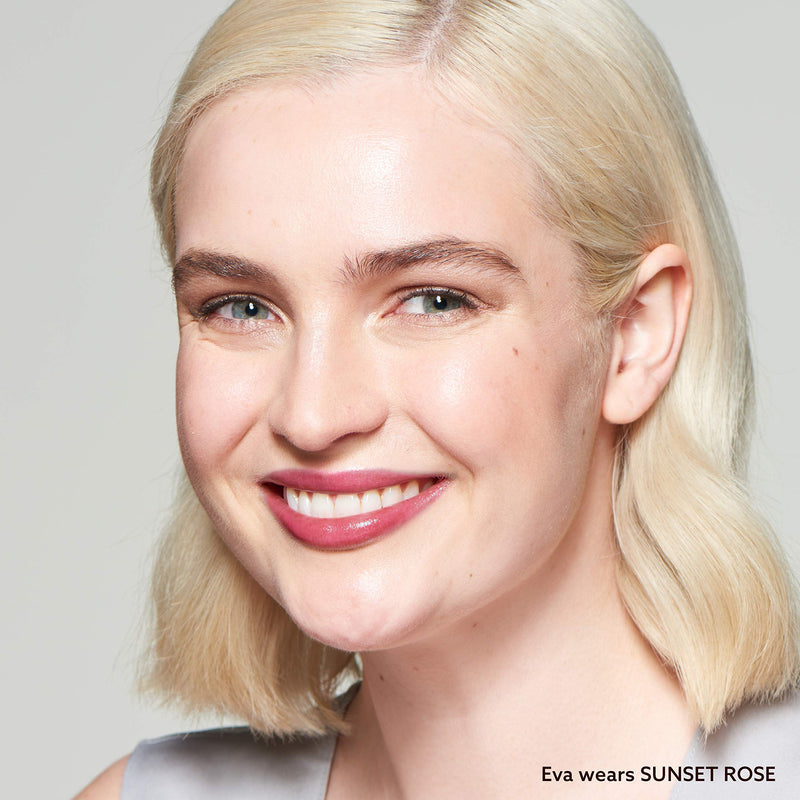 Light Reflecting, Lip Amplifying Lipstick. Sheer, Buildable, Hydrating Color - UNDONE BEAUTY Light On Lip. Aloe, Coconut & Volume Enhancing Pigment. Paraben, Vegan & Cruelty Free SUNSET ROSE UNDONE BEAUTY