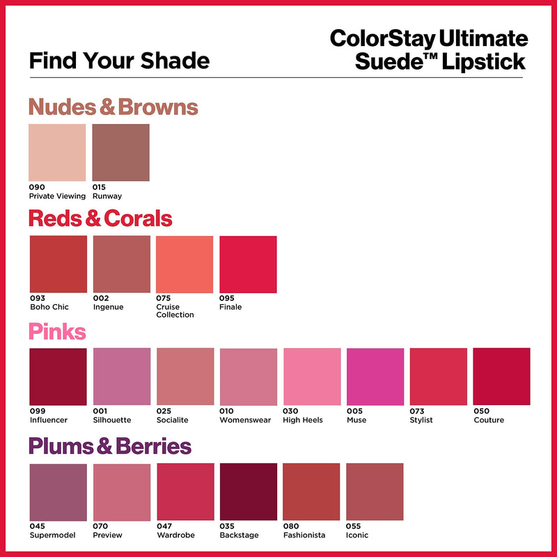 Revlon ColorStay Ultimate Suede Lipstick, Longwear Soft, Ultra-Hydrating High-Impact Lip Color, Formulated with Vitamin E, Stylist (073), 0.09 oz REVLON