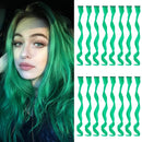 TOFAFA 16 Pcs Colored Hair Extensions Curly Wavy Clip in Synthetic Hairpiece Streak for Girls Women Kid, Multi-colors Party Highlights (Green) TOFAFA Store