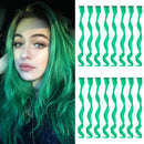 TOFAFA 16 Pcs Colored Hair Extensions Curly Wavy Clip in Synthetic Hairpiece Streak for Girls Women Kid, Multi-colors Party Highlights (Green) TOFAFA