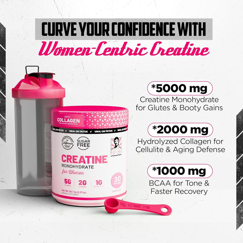 Old School Labs 5000mg Creatine Monohydrate Powder, Optimized Creatine for Women +2000mg Collagen +1g BCAA 2:1:1 Supports Lean Muscles & Recovery, Energy & Stamina - Made in USA, 30 Servings Infinity Warehouse