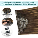 GOO GOO Human Hair Extensions Seamless Clip in Hair Extensions 20 Inch Ombre Chocolate Brown to Caramel Blonde 150g 7pcs Thick Remy Hair Extensions Full Head Natural Real Hair GOO GOO Store