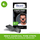 Bioré Men's Skincare Charcoal Deep Cleansing Pore Strips, Nose Strips for Blackhead Removal on Oily Skin, with Natural Charcoal for Instant Blackhead Removal and Pore Unclogging, 6 Count Bioré