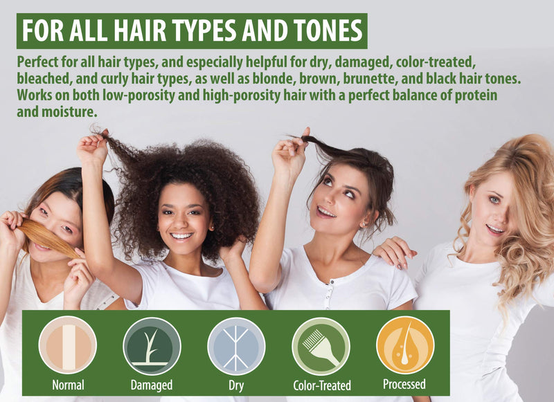 Protein Hair Treatment for Dry Damaged Hair: Moisturizing Hair Mask for Thicker Fuller Looking Hair - Deep Conditioner for Curly Hair Leaves Hair Light and Bouncy. Keratin and Color Safe. LuxeOrganix LuxeOrganix