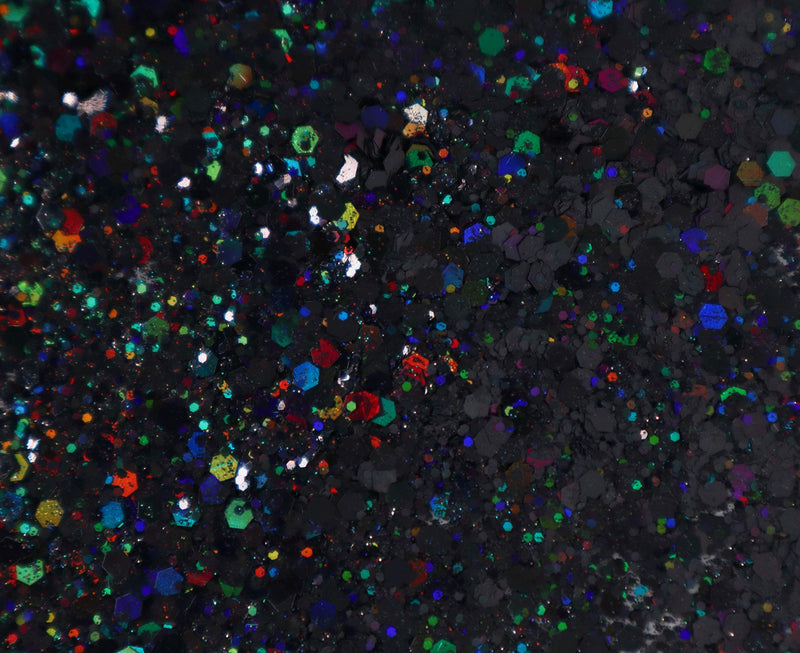 Black Holographic - Cosmetic Grade Chunky Glitter - Chunky Hexagon Shape - Festival Rave Makeup Face Body Nail Art Crafts Resin - Solvent Resistant Electric Bliss Beauty