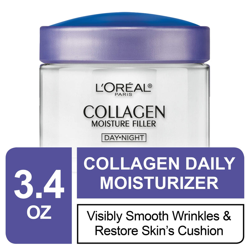 L'Oreal Paris Skincare Collagen Face Moisturizer, Day and Night Cream, Anti-Aging Face, Neck and Chest Cream to smooth skin and reduce wrinkles, 3.4 oz, Packaging May Vary L'Oreal Paris