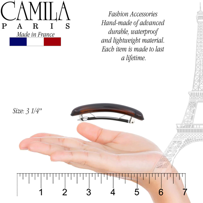 Camila Paris CP3018 French Hair Barrette Clip for Girls, Tortoise Shell, Rubberized Metal Clasp Strong Hold Grip Hair Clips for Women, No Slip Durable Styling Girls Hair Accessories, Made in France Camila
