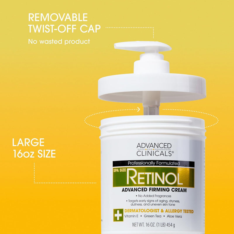 Advanced Clinicals Retinol Body Lotion & Face Moisturizer | Visible Anti Aging Skin Care Retinol Body Cream For Women & Men Targets Look Of Fine Lines, Wrinkles, & Crepe Looking Dry Skin, 16 Ounce Infinity Warehouse