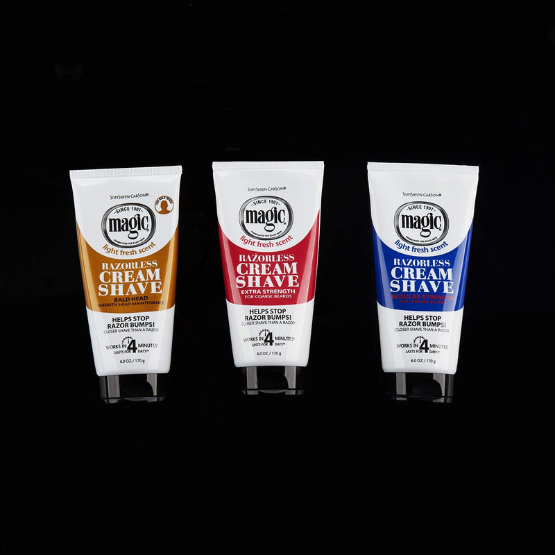 SoftSheen-Carson Magic Razorless Shaving Cream for Men, Hair Removal Cream, Regular Strength for Normal Beards, No Razor Needed, Depilatory Cream Works in 4 Minutes, 6 oz SoftSheen-Carson