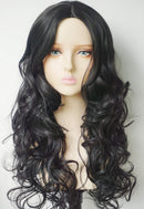 Wonder women costume wig super girl costume Long Black Wavy Curly Hair Wigs Movie/TV SHOW Character costume 24 inches Middle Part Long Hair for Women and Girl (Black-no bangs) wigbuy