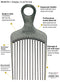 Chicago Comb Model 7 Carbon Fiber Pick Comb, for Long Thick Curly & Afro Hair, Black Color, 6 inches (15 cm) Chicago Comb