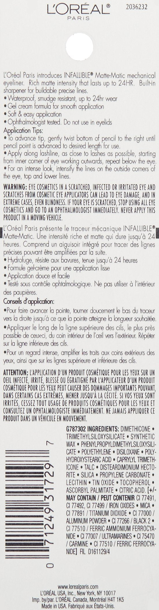 L'Oréal Paris Infallible Matte-Matic Mechanical Eyeliner, Matte Navy, 0.01 oz. L'Oréal Paris