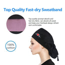 QBA Adjustable Working Cap with Button Long Hair, Sweatband Cotton Ponytail Holder, Tie Back Hats for Women & Men, One Size (Black with ECG PT) QBA