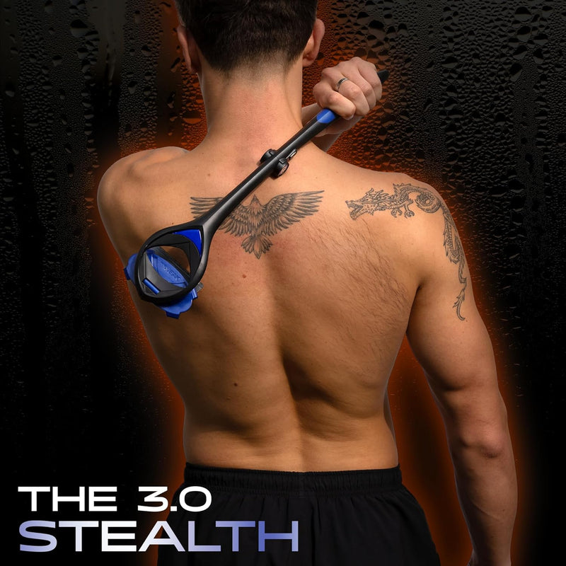baKblade 3.0 Stealth Back Shaver – 23" Handle – Includes 3 Extra Blade Refills – Pain-Free Shave for Men Infinity Warehouse