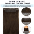 GOO GOO Human Hair Extensions Chocolate Brown,100g Halo Hair Extensions 20 Inch Straight Real Hair Extensions with Fish Line Invisible Wire Hidden Crown Hair Extensions Layered Hairpiece for Women GOO GOO Store