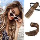22In 8A Grade Clip In hair Extensions ombre Chocolate Brown to Dark Blonde Double Drawn Silky Long Straight Human Hair 100% Remy Human Hair Salon Quality For Women 70g7PCS((22In