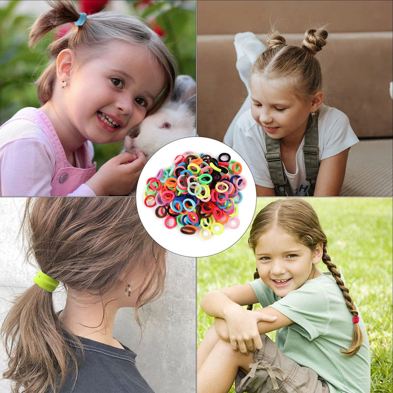 SYGY 200PCS Baby Hair Ties for Girls, Cotton Toddler Hair Ties, Small Hair Ties Seamless Hair Bands, Elastic Cute Hair Accessories, Multicolor Ponytail Holder for Infants Kids SYGY