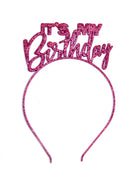 Birthday Headband for Women - Hot Pink Sparkle It's My Birthday Headband - Birthday Gifts for Women, Pink Birthday Tiara, Pink Birthday Party Supplies, Decorations (MyBday) Pnk RhinestoneSash