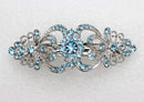 Faship Gorgeous Aqua Crystal Hearts And Floral Hair Barrette Faship