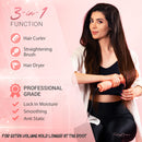 FairyBrave Blow Dryer Brush - Hot Air Brush Hair Dryer, Salon Quality One Step Hair Blowout Volumizer with Hair Clips and Teasing Comb for Medium to Thick Hair, Pink FairyBrave
