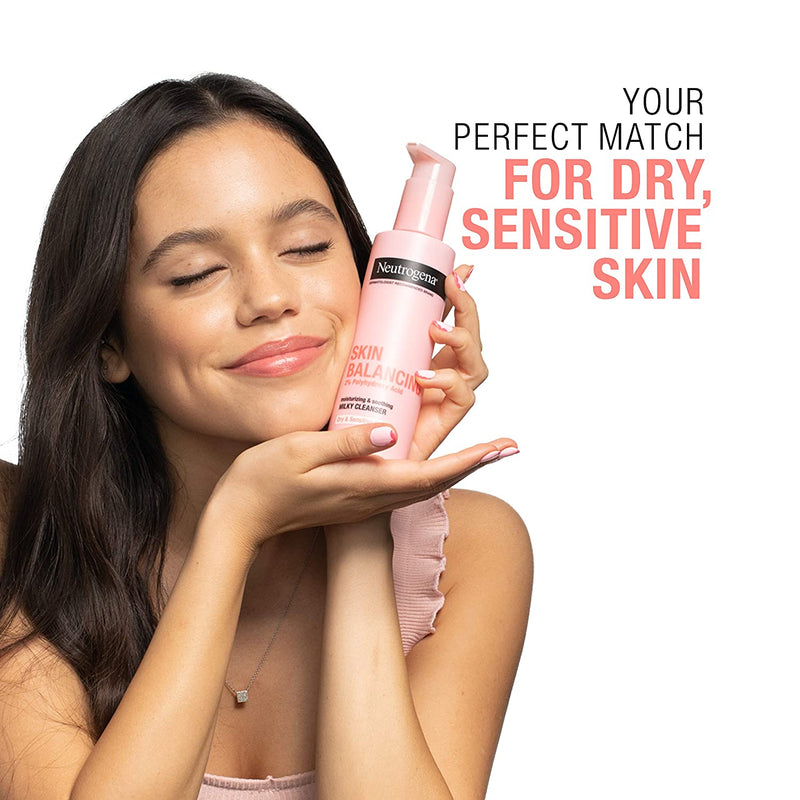 Neutrogena Skin Balancing Milky Cleanser with 2% Polyhydroxy Acid (PHA), Soothing & Moisturizing Face Wash for Dry & Sensitive Skin, Paraben-Free, Soap-Free, Sulfate-Free, 6.3 oz Neutrogena Store