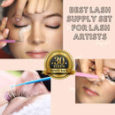 Lash Extension Supplies - Eyelash Extension Supplies - Lash Tech Supplies - 100 Glue Ring Holder | 100 Disposable Mascara Brushes Wands | 100 Micro Applicators Brush | 100 Pairs Under Eye Gel Pads DROP OF DIVINITI