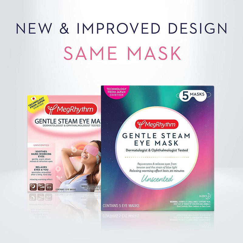 MegRhythm Megrhythm Gentle Steam Eye Mask, Unscented, 5 Count, Soothing Steam Eye Mask, Rejuvenates Eyes, Reduces Tension, Dermatologist and Ophthalmologist Tested, Unscented, 5 Count MegRhythm Store