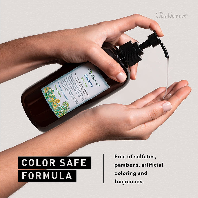 Gray Hair Shampoo and Gray Hair Shampoo | Just Natural Hair Care | Natural Shampoo | Natural Conditioner | Gray Hair Kit | Gray Hair Bundle | Just Nutritive | Each Product 16 oz. Just Nutritive