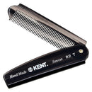 Kent 82T 4" Graphite Folding Pocket Comb for Men, Fine Tooth Hair Comb Straightener for Everyday Grooming Styling Hair, Beard or Mustache, Use Dry or with Balms, Saw Cut Hand Polished, Made in England KENT
