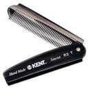 Kent 82T 4" Graphite Folding Pocket Comb for Men, Fine Tooth Hair Comb Straightener for Everyday Grooming Styling Hair, Beard or Mustache, Use Dry or with Balms, Saw Cut Hand Polished, Made in England KENT