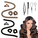 IVYU Tiktok Heatless Curling Rod Headband for Women Long Hair No Heat Hair Rollers Curlers Curls Flexi Rods Large Big Soft Foam Curling Ribbon Sleep Overnight for Gril's Hair Style Black Leorpard Ivyu