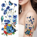 Supperb Temporary Tattoos - Hand drawn Watercolor Painting Bouquet of Summer Flowers butterflies hummingbird (Set of 2) Supperb