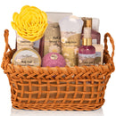 Spa Baskets For Women - Luxury Bath Set With Honey & Lavender - Spa Kit Includes Wash, Bubble Bath, Lotion, Bath Salts, Body Scrub, Body Spray, Shower Puff, Bathbombs, Soap and Towel