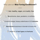 oVertone Haircare Blue Toning Conditioner with Shea Butter & Coconut Oil, Neutralizes Brassiness in Blonde to Light Brown Hair, Cruelty-Free, 8 oz OVERTONE