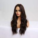 Esmee 24 Inches Long Wavy Black Brown Wigs Cosplay Costume Party Wig for Black Women Afro High Temperature Fiber Synthetic Hair Wigs Esmee