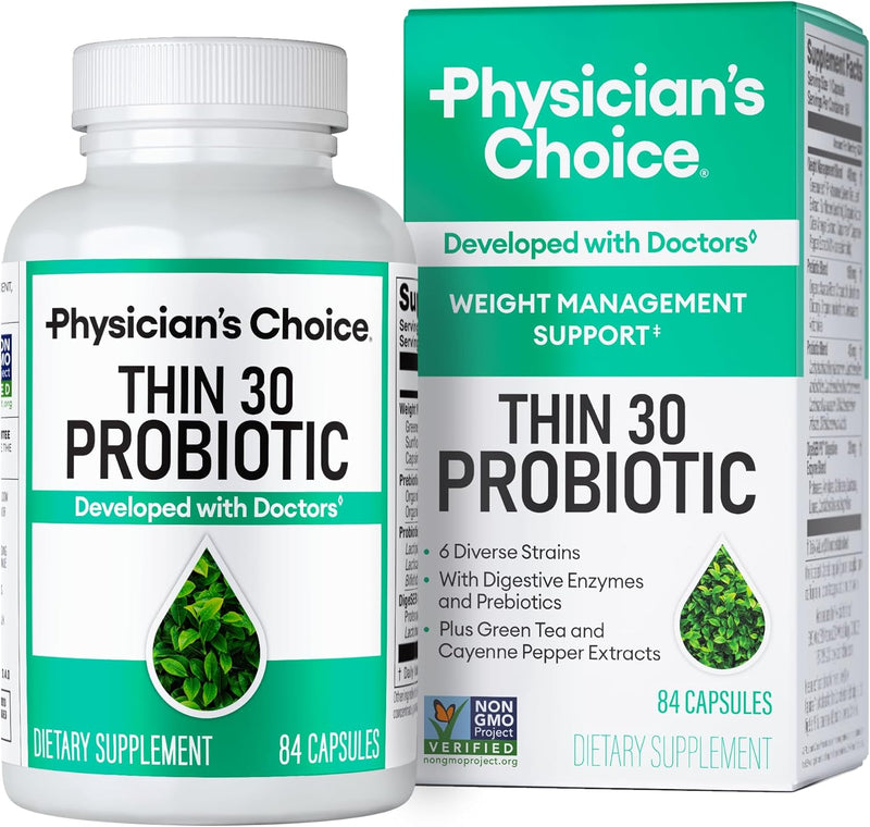Physician's CHOICE Probiotics for Weight Management & Bloating - 6 Probiotic Strains - Prebiotics - Key ingredient Cayenne - Supports Gut Health - Weight Management for Women & Men - Green Tea - 30 CT Infinity Warehouse