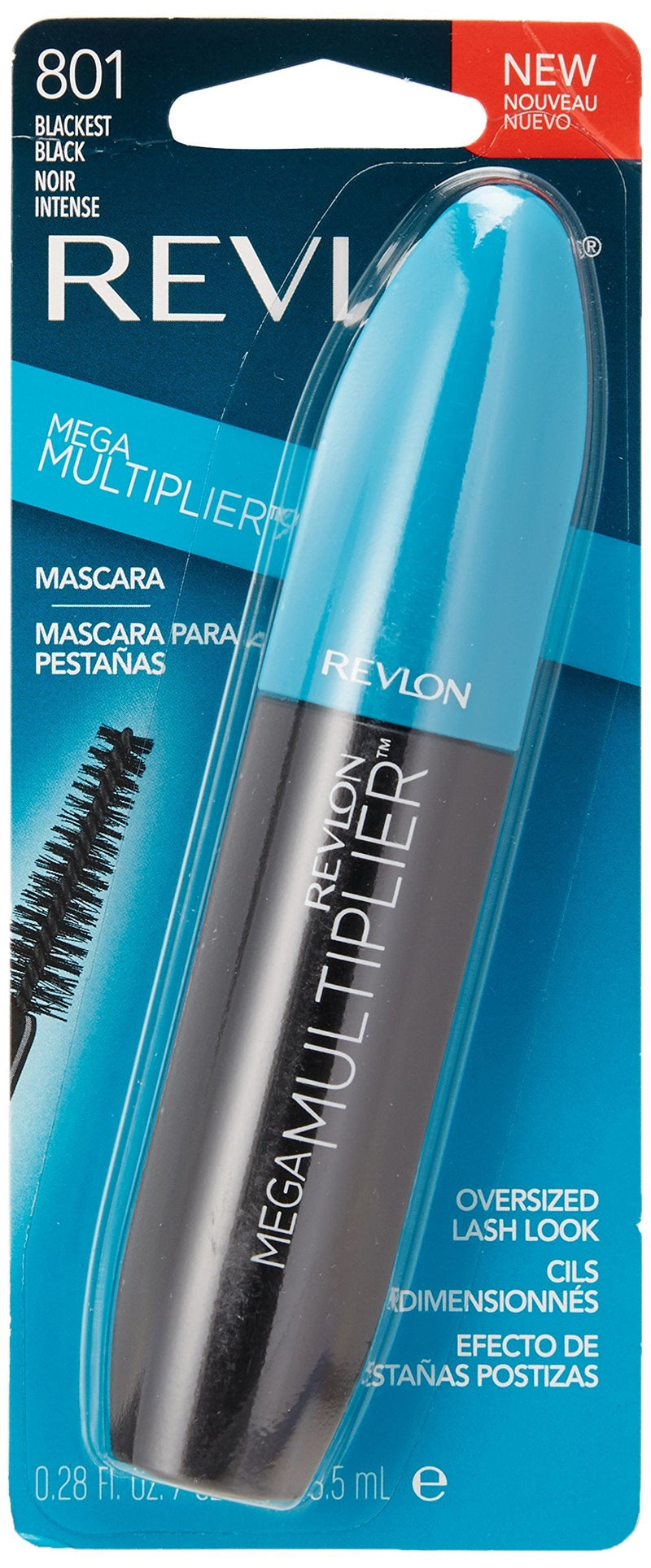 Revlon Mega Multiplier Mascara, Blackest Black, 0.28 Fluid Ounce REVLON
