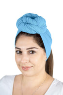 Rosemade 17 Solid Colors Women Head Wrap Hair Scarf Turban Soft Stretch Tie African Hijab Headwear Knit Jersey headwrap (Sky Blue) Rosemade