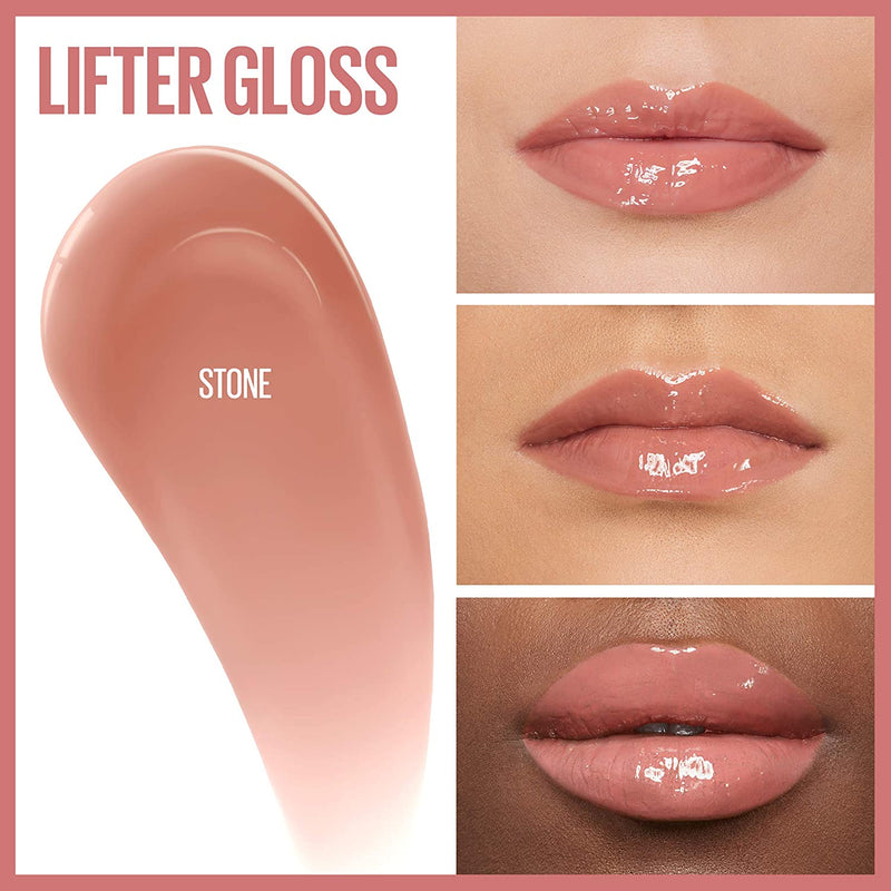 Maybelline Lifter Gloss Lip Gloss Makeup With Hyaluronic Acid, Hydrating, High Shine, Hydrated Lips, Fuller-looking Lips, Stone, 0.18 Fl Oz Maybelline New York
