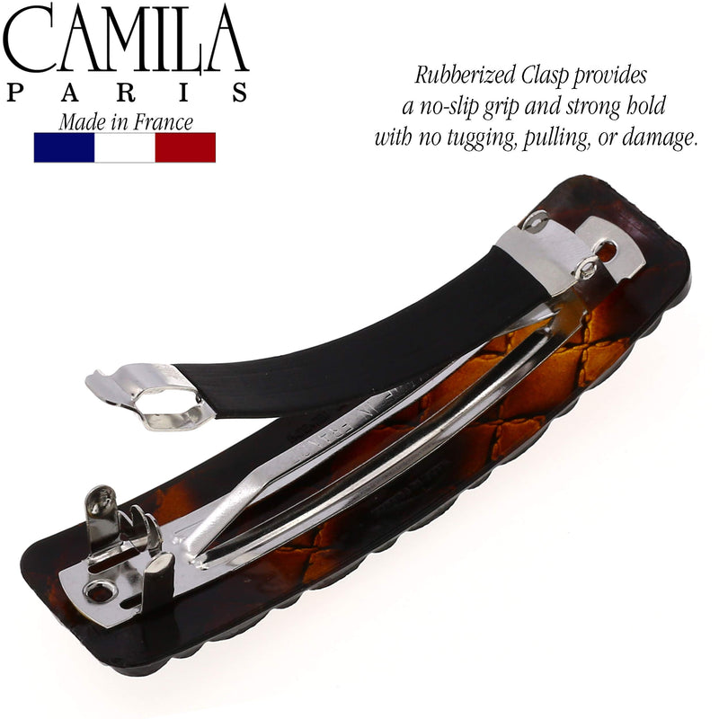 Camila Paris CP2631 French Hair Barrette Clip for Girls, Tortoise Shell, Rubberized Metal Closure Strong Hold Grip Hair Clips for Women, No Slip Durable Styling Girls Hair Accessories, Made in France Camila