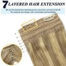 GOO GOO Halo Hair Extensions Light Blonde Highlighted Golden Blonde Remy Human Hair Extensions 20 Inch 100g Natural Hairpiece Hidden Crown Human Hair Extensions with Invisible Fish Line GOO GOO Store