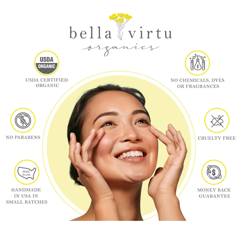 Bella Virtu Organics, Nourishing Eye Serum, for Dark Circles and Puffiness, USDA Organic, with Rosehip Oil, Eye bag reducer, Anti-Aging, Anti-Wrinkle, Fine lines, Crows feet (0.5oz/15ml) Bella Virtu™ Organics