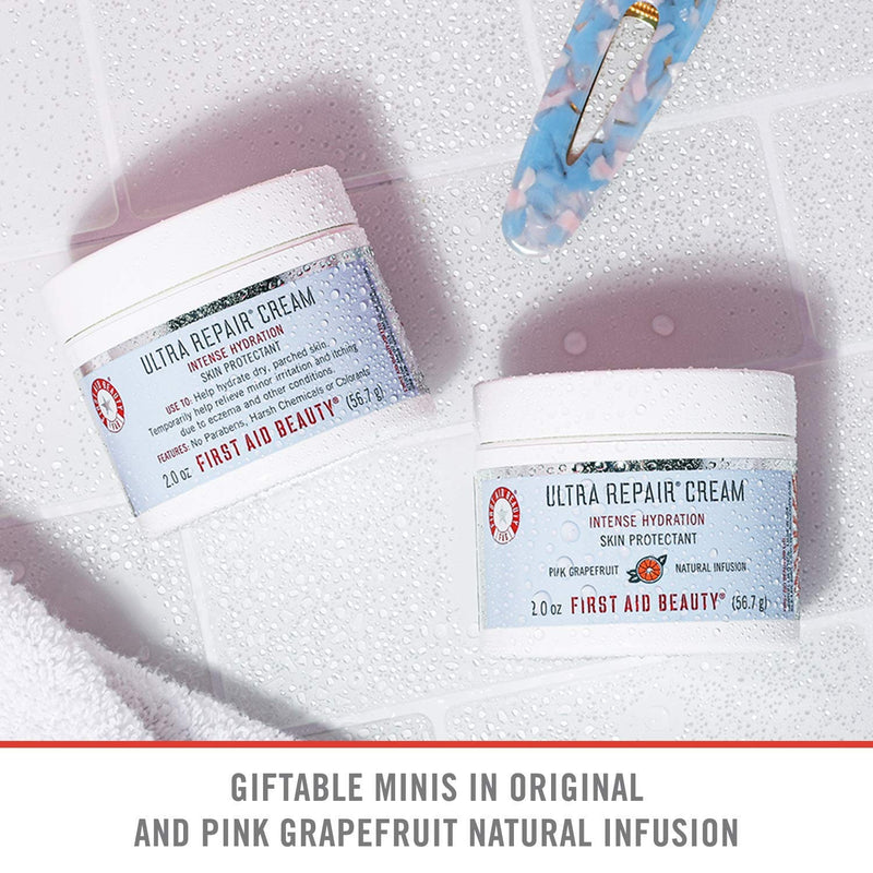 First Aid Beauty Ultra Repair Cream Intense Hydration Moisturizer for Face and Body Original and Pink Grapefruit Mini Samplers, 2 oz. jars (set of 2) First Aid Beauty Store